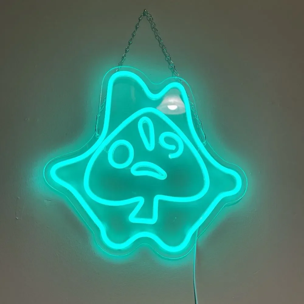 Legend Of Zelda Korok Leaf Mask LED Neon Green Sign 14x14‎ USB Light
